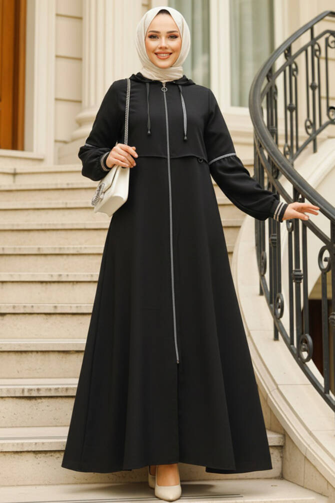Modest Black Abaya For Women 62602S - 1