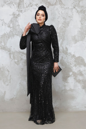 Modest Black Bridal Dress 50541S - 3