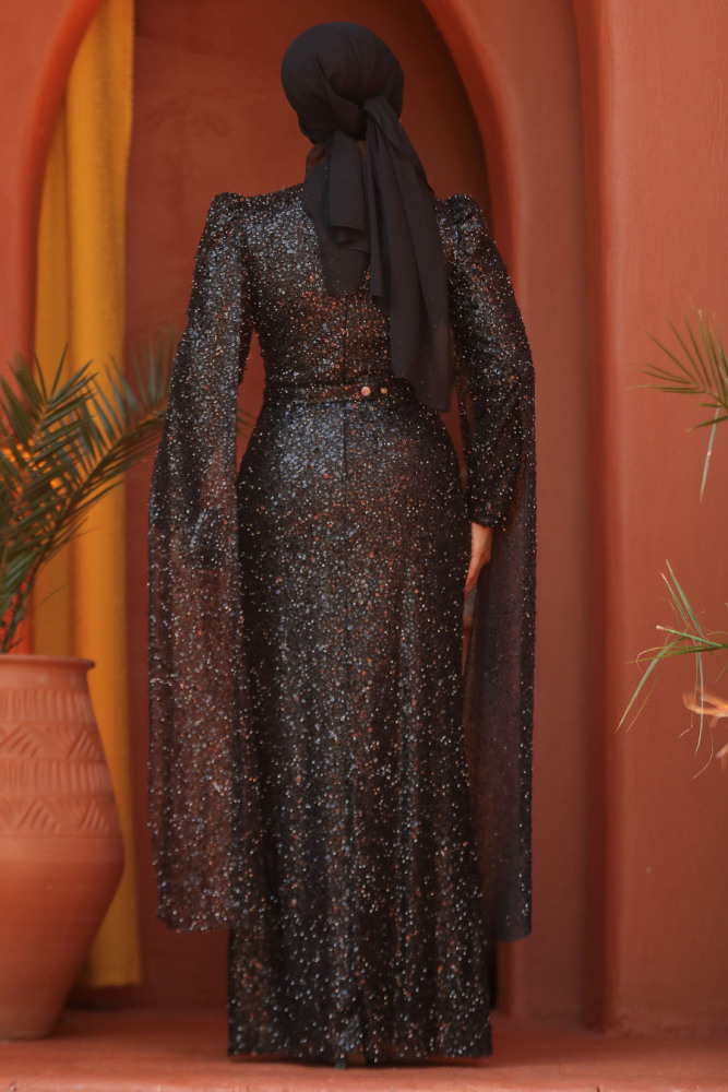 Modest Black Bridal Dress 52241S - 4
