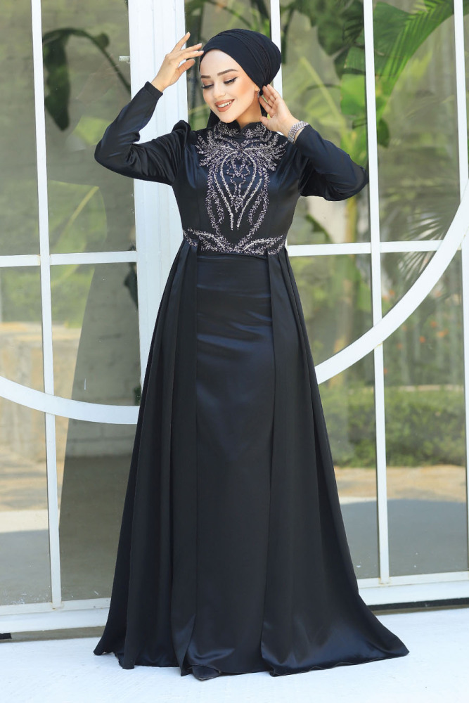 Modest Black Bridesmaid Dress 25878S - 2