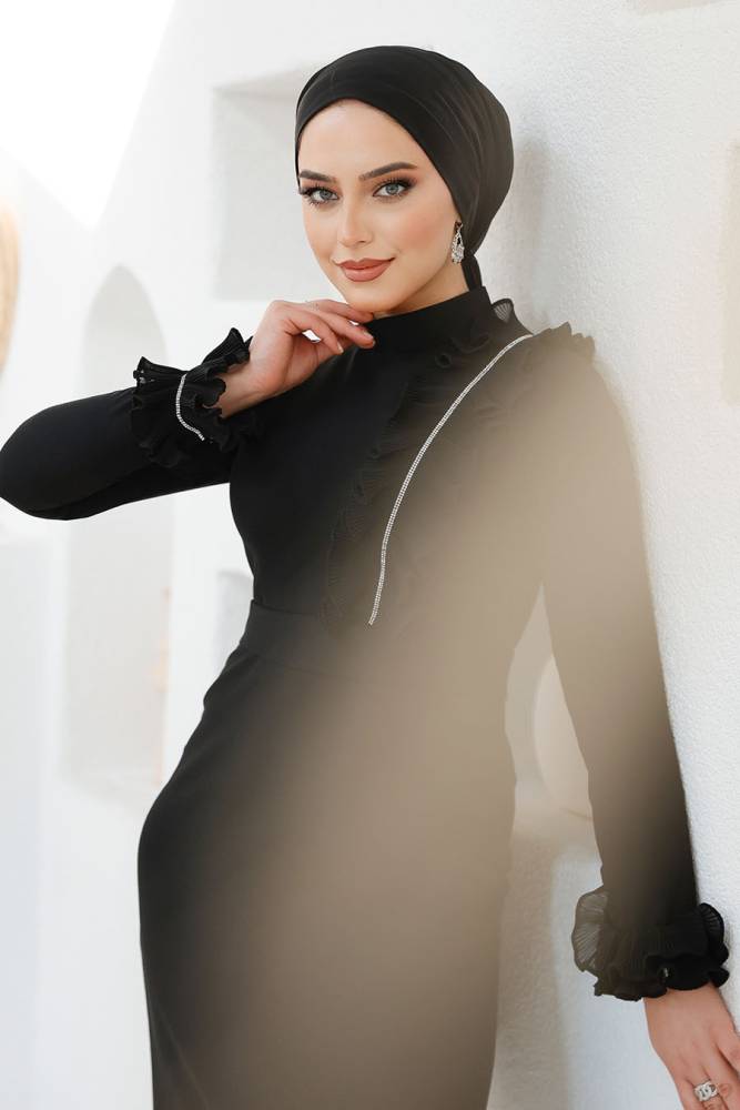 Modest Black Bridesmaid Dress 46331S - 3