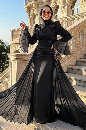 Modest Black Bridesmaid Dress 4986S - 1