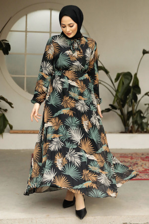 Modest Black Chiffon Dresses 50353S - 3