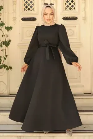 Modest Black Dress 23102S 