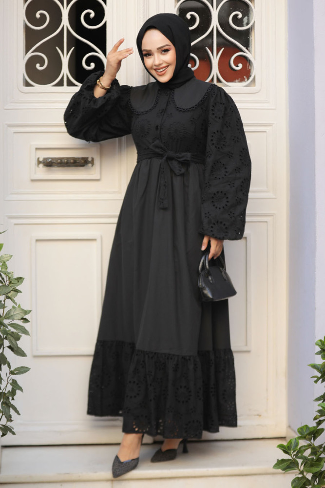 Modest Black Dress For Women 10034S - 2
