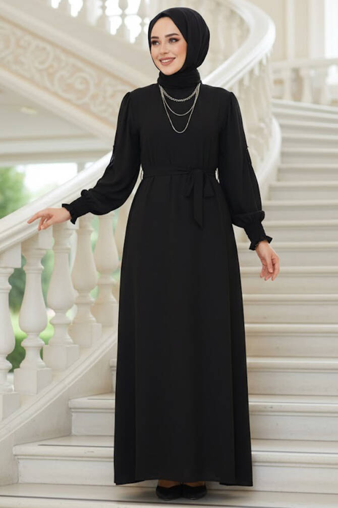 Modest Black Dress For Women 10124S - NEVA STYLE