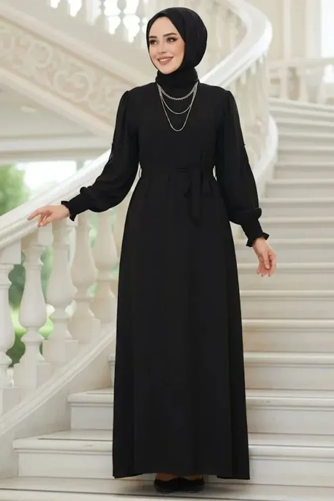 Modest Black Dress For Women 10124S - 1