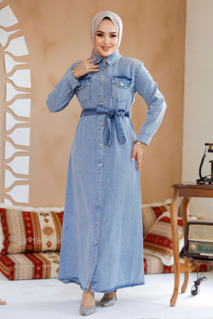 Modest Blue Denim Dress 23731M - 1