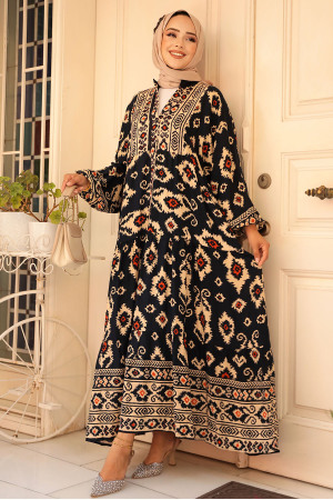 Modest Black Dress For Women 23453S - 3