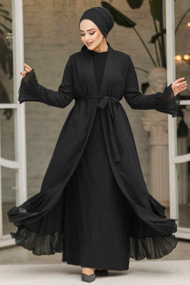 Modest Black Dubai Abaya 4482S - 3