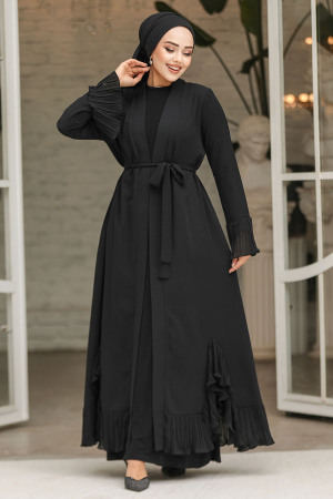 Modest Black Dubai Abaya 4482S - 4