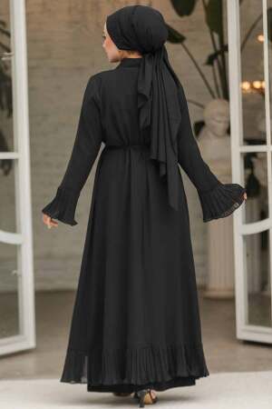 Modest Black Dubai Abaya 4482S - 5