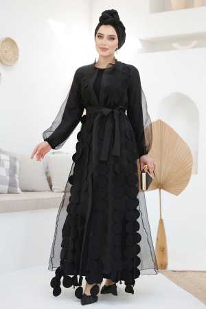 Modest Black Dubai Abaya 4655S - 2