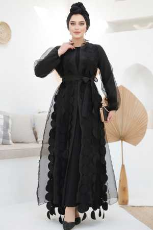 Modest Black Dubai Abaya 4655S - 4