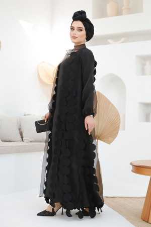 Modest Black Dubai Abaya 4655S - 3