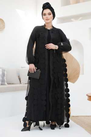 Modest Black Dubai Abaya 4655S - 5