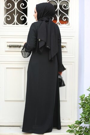 Modest Black Dubai Abaya 520090S - 3