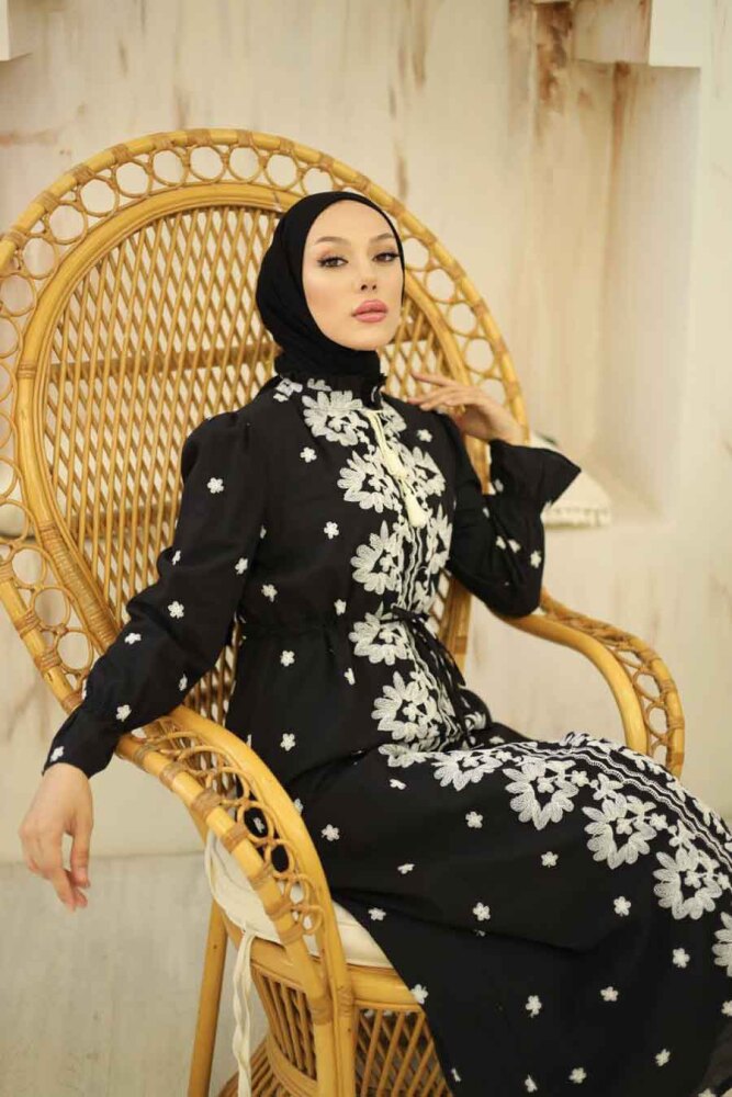 Modest Black Eid Dress 13503S - 4