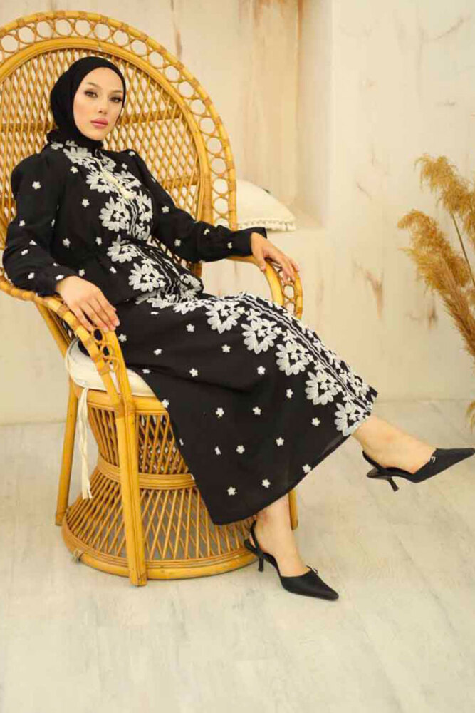 Modest Black Eid Dress 13503S - 2