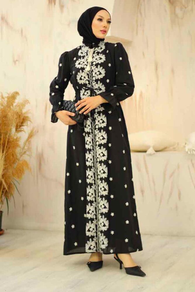 Modest Black Eid Dress 13503S - 1