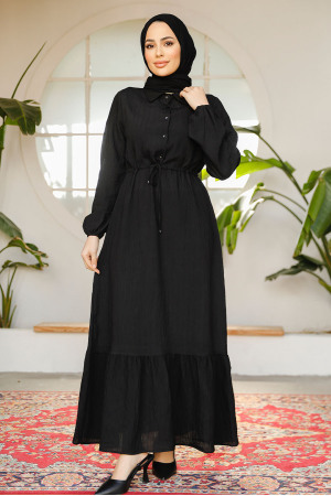 Modest Black Eid Dress 23181S - 2