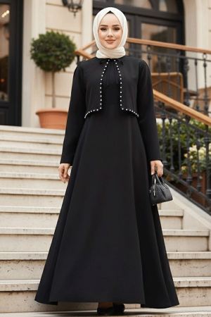 Modest Black Eid Dress 61462S - 1