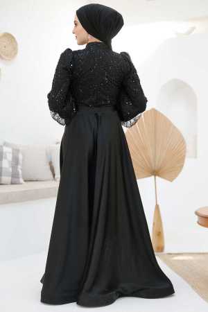 Modest Black Elegant Evening Dress 46671S - 5