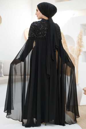 Modest Black Elegant Evening Gown 4653S - 7