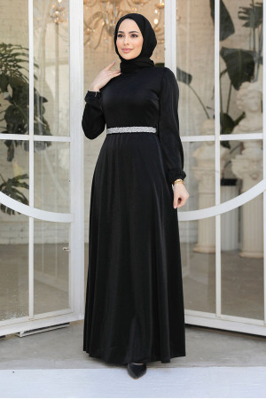 Modest Black Elegant Evening Gowns 42541S - 1