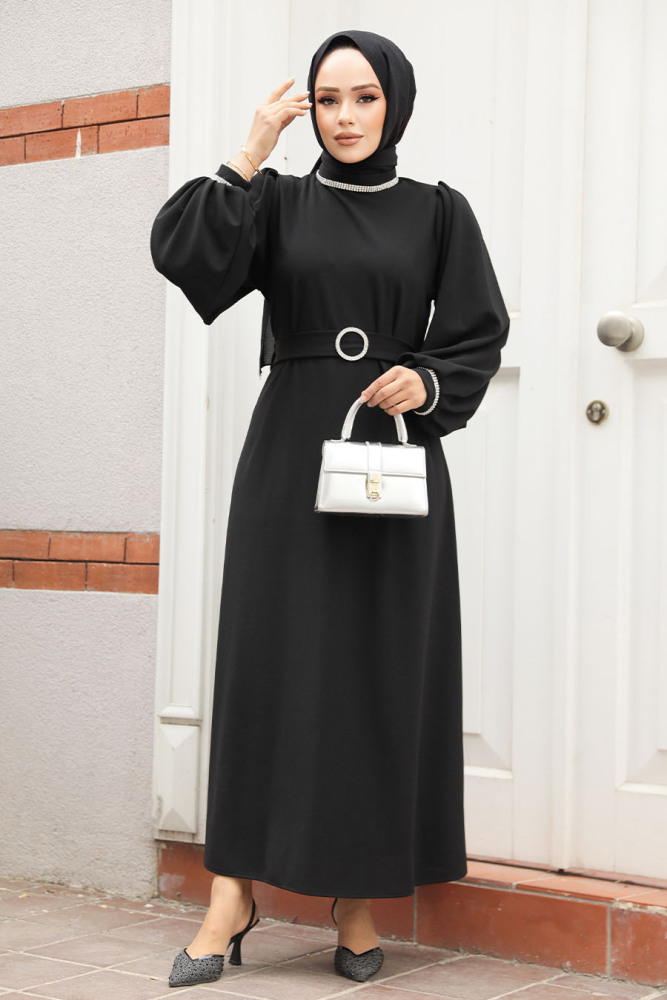 Modest Black Evening Dress 30031S - 3