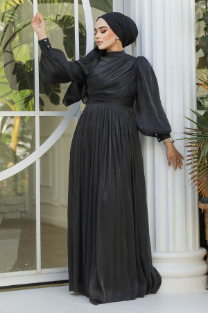 Modest Black Evening Gown 44081S - 2