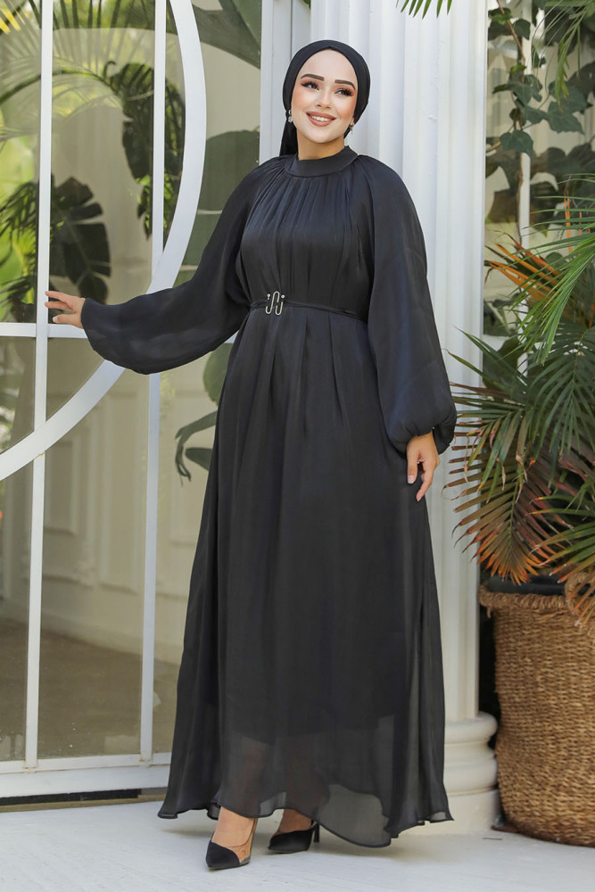 Modest Black Evening Gown 53781S - 3