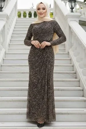 Modest Black Evening Long Dress 50341S 