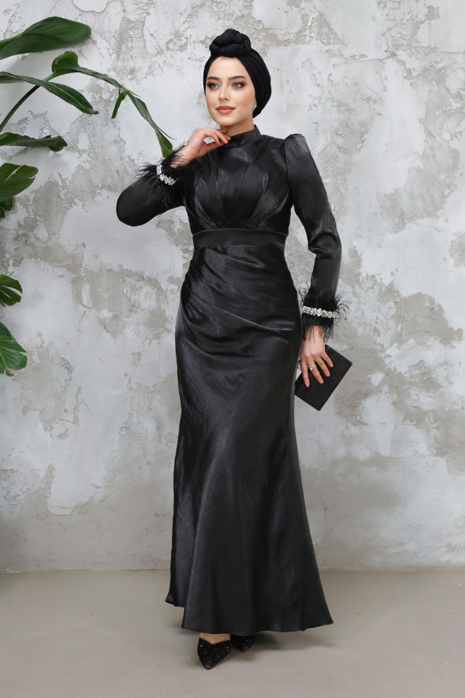 Modest Black Evening Long Dress 50481S - 1