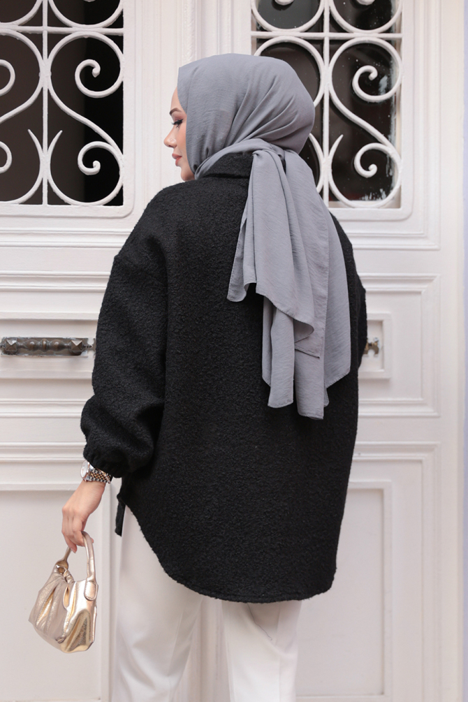 Modest Black Felt Jacket 30142S - 5