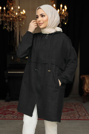 Modest Black For Women Coat 6686S - 1
