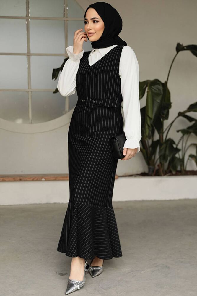 Modest Black Gilet Dress 40262S - 1