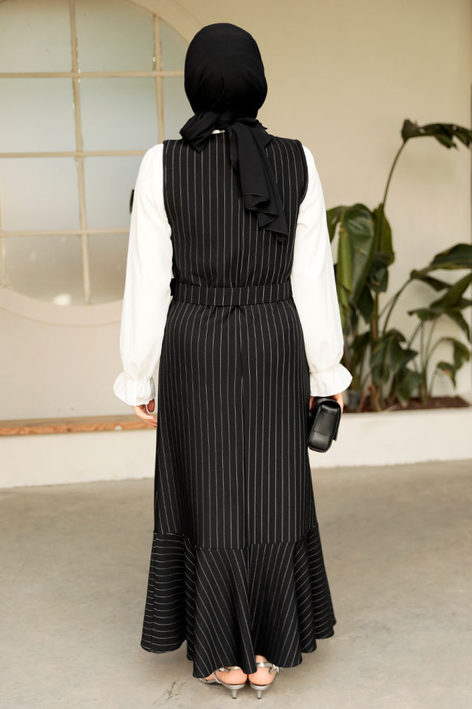 Modest Black Gilet Dress 40262S - 4