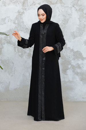 Modest Black Grey Plus Size Abaya 18004SGR - 2