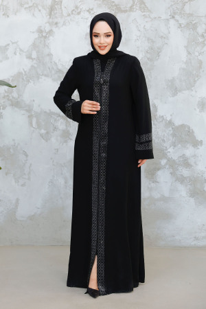 Modest Black Grey Plus Size Abaya 18004SGR - 3