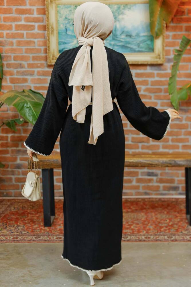 Modest Black Knitwear Dress 34201S - 4