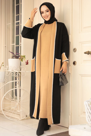 Modest Black Knitwear Dual Suit 50192S - 1