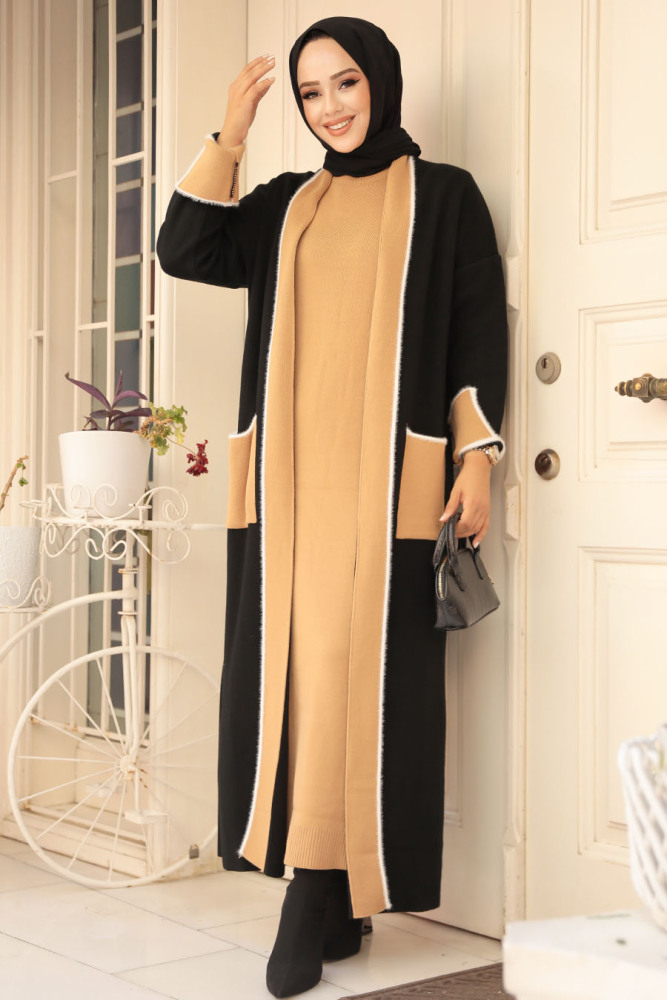 Modest Black Knitwear Dual Suit 50192S - 1