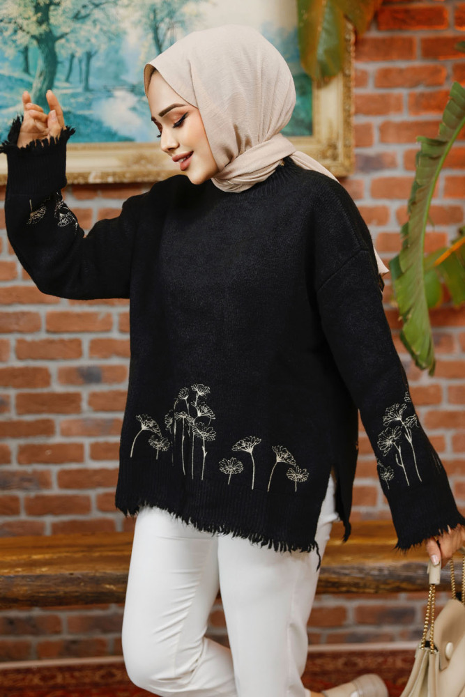 Modest Black Knitwear Jumper 103301S - 1