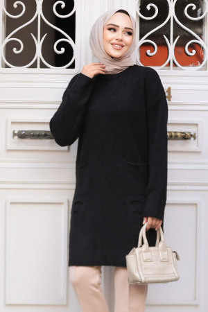 Modest Black Knitwear Jumper Top 20035S - 1