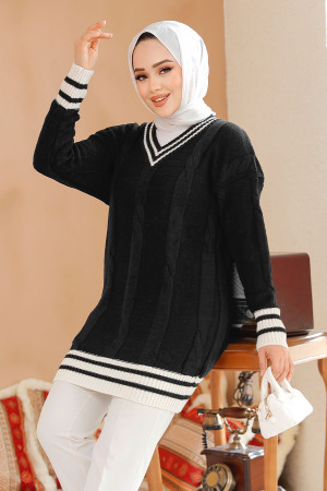 Modest Black Knitwear Jumper Top 40673S - 1