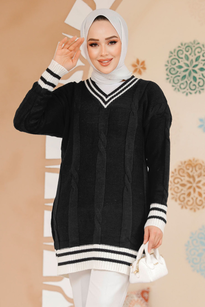 Modest Black Knitwear Jumper Top 40673S - 2
