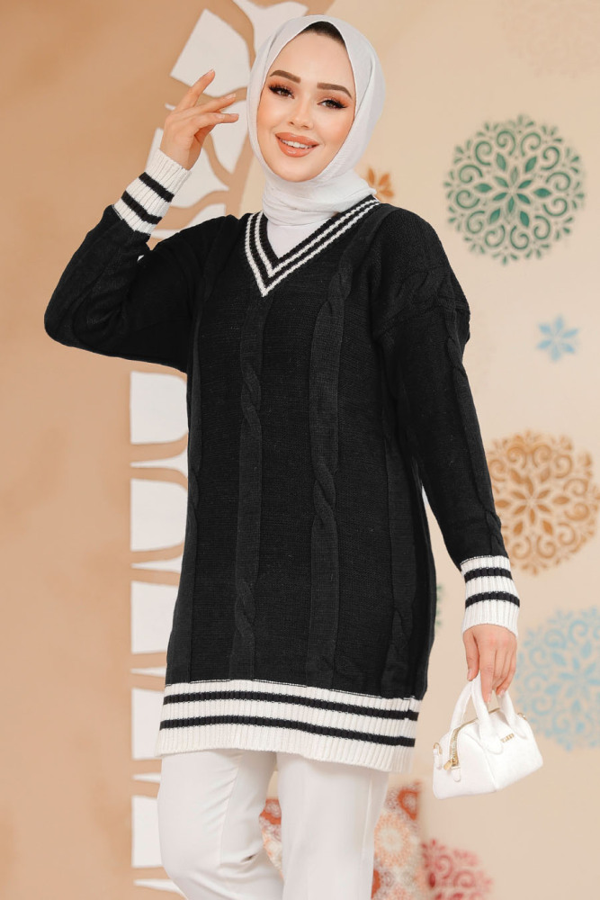 Modest Black Knitwear Jumper Top 40673S - 3