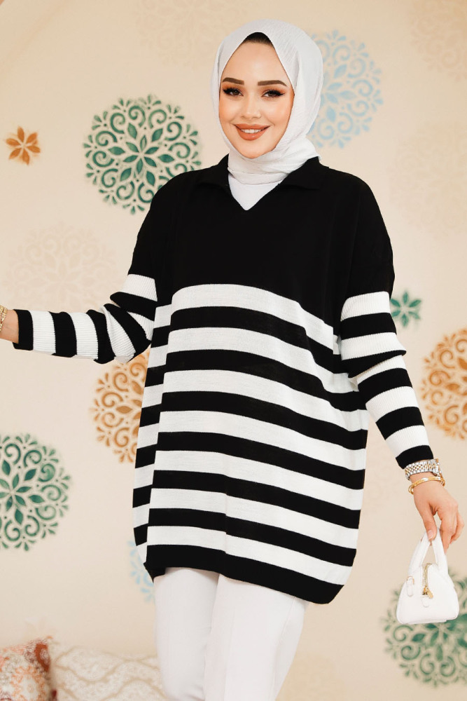 Modest Black Knitwear Jumper Top 53401S - 1