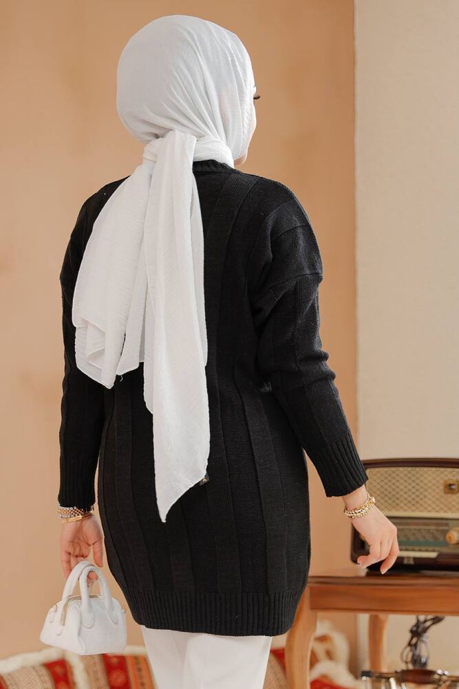Modest Black Knitwear Jumper Tunic 40672S - 3